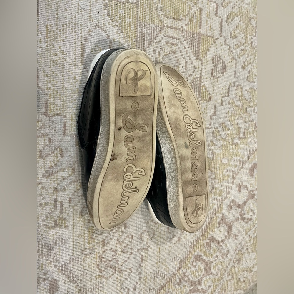 Sam Edelman Black Lacey Croc Embossed Slip On Shoes Loafers - Picture 5 of 5